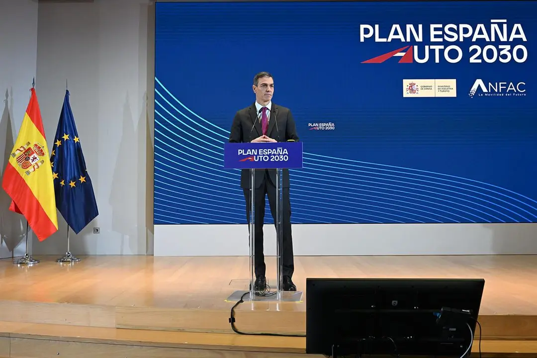 El presidente del Gobierno, Pedro S&aacute;nchez, durante su intervenci&oacute;n en el acto. | Pool Moncloa/Borja Puig de la Bellacasa