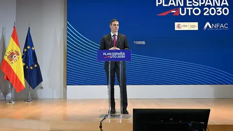 El presidente del Gobierno, Pedro S&aacute;nchez, durante su intervenci&oacute;n en el acto. | Pool Moncloa/Borja Puig de la Bellacasa